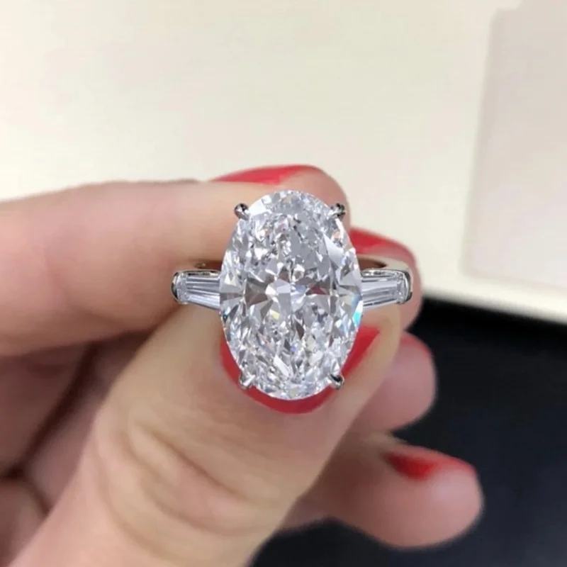 

Luxury Oval cut 8ct Lab Diamond Promise Ring 925 sterling Silver Engagement Wedding Band Rings For Women Bridal Jewelry Gift