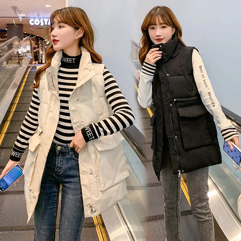 

LISYRHJH 2020 New Hot Selling Autumn Winter Vest Women Long Fashion Casual Female Warm Vest Winter Waistcoat Female Jacket