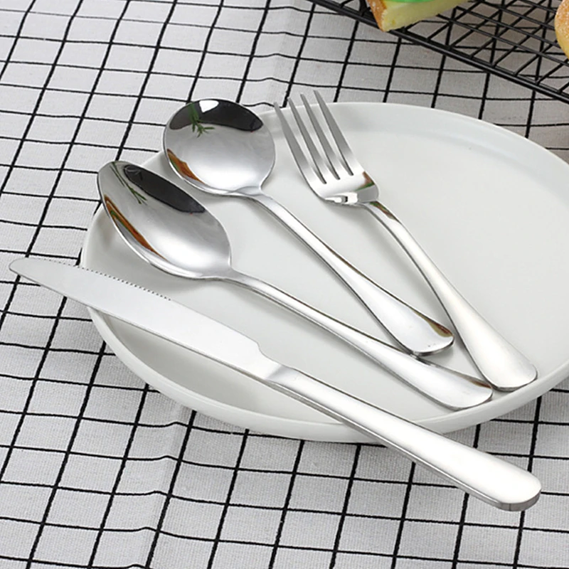 

Stainless Steel Home Dinnerware Adult Children Ice Spoon Fruit Steak Fork Knife Silverware Tableware Portable Western Cutlery