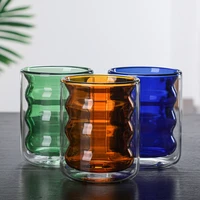 high borosilicate heat resistant glass fashion stained glass water cup double insulated teacup glass coffee cup 250ml