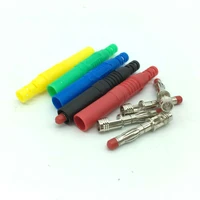 10pcs color full sheath safety insulated copper 4mm male banana plug solder type cable connector probe multimeter pen