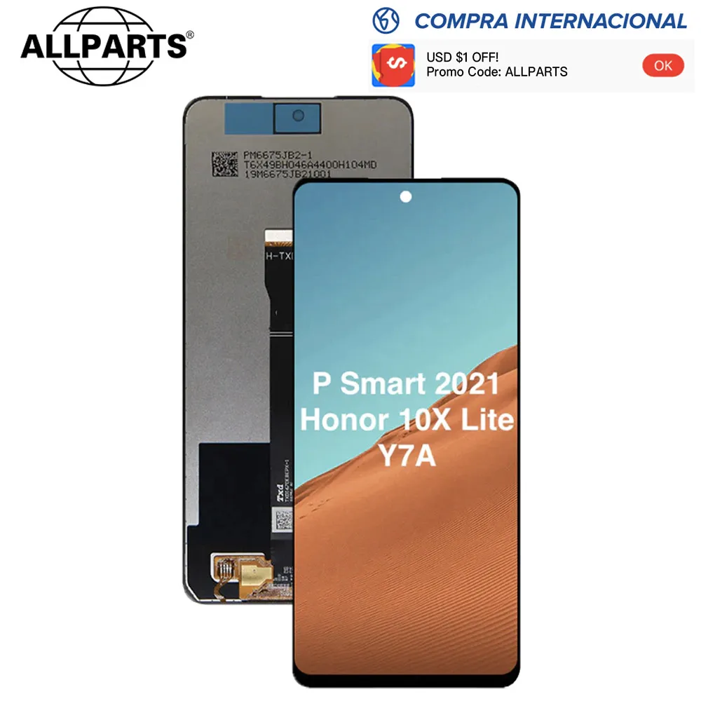 

6.67 inch Оригинал Дисплей для HUAWEI P Smart 2021 LCD Honor 10X Lite Y7A экран в сборе с тачскрином PPA-LX2 LX3