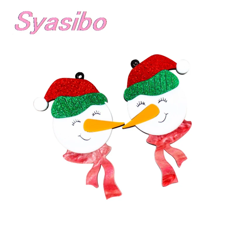 

1pair AC1804- 51mm Christmas Snowman DIY Jewelry Accessories Holiday Acrylic Snowman For Dangle Earrings