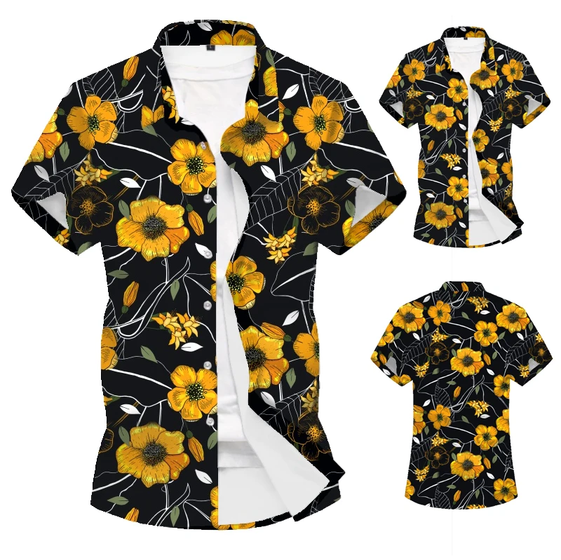 

Новинка 2020, мужская повседневная рубашка В Гавайском пляжном стиле с 3D принтом и короткими рукавами