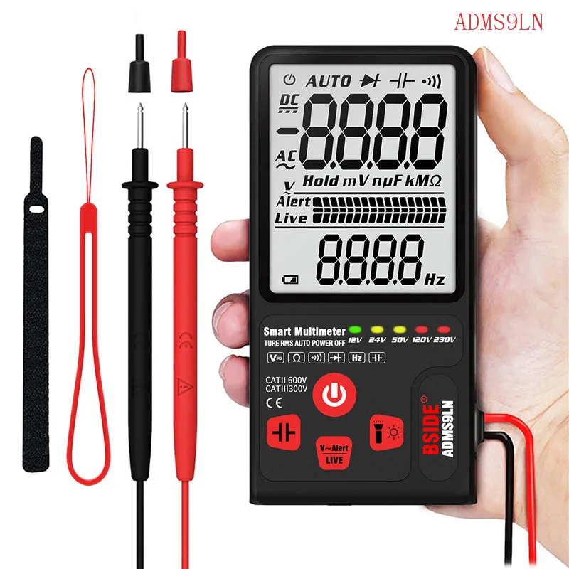 

BSIDE ADMS9CLN ADMS9LN 3.5 " Digital Multimeter Tester LCD 3-Line Display Voltmeter AC DC Voltage NCV OhmHz Diode Capacitance