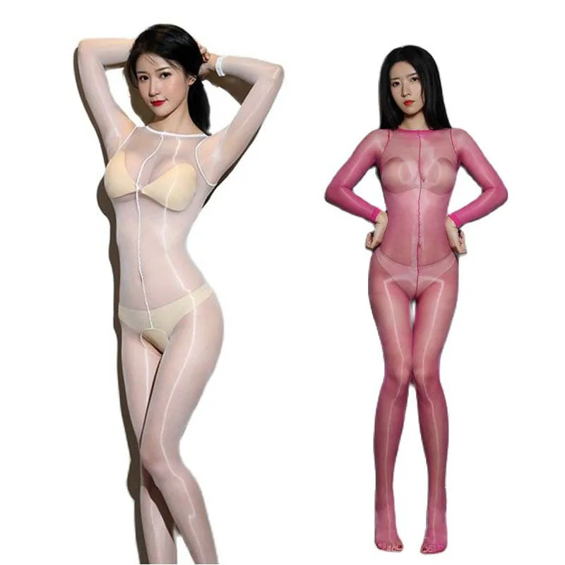 Сексуальное женское блестящее ультратонкое эластичное облегающее боди с