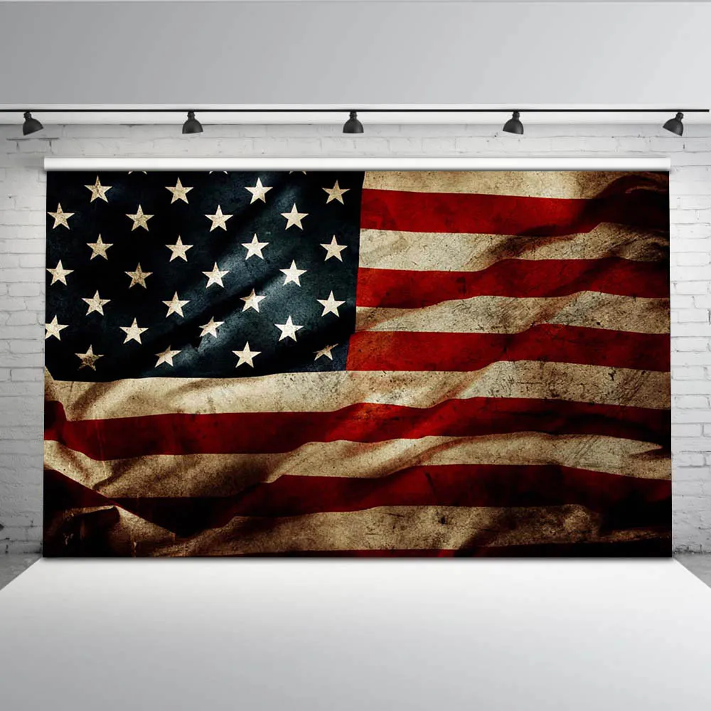 Retro American Flag Photography Backdrop Independence Day Background for Photo Studio MW-145