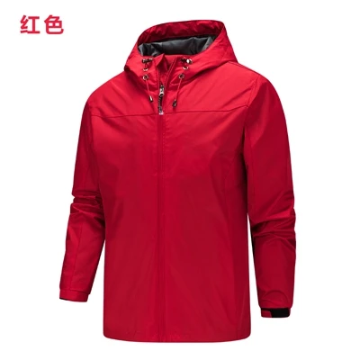 Homme jacket men new coats plus size S-5XL solid color hooded Thin windbreaker jacket windproof and waterproof outdoor men - Цвет: Красный