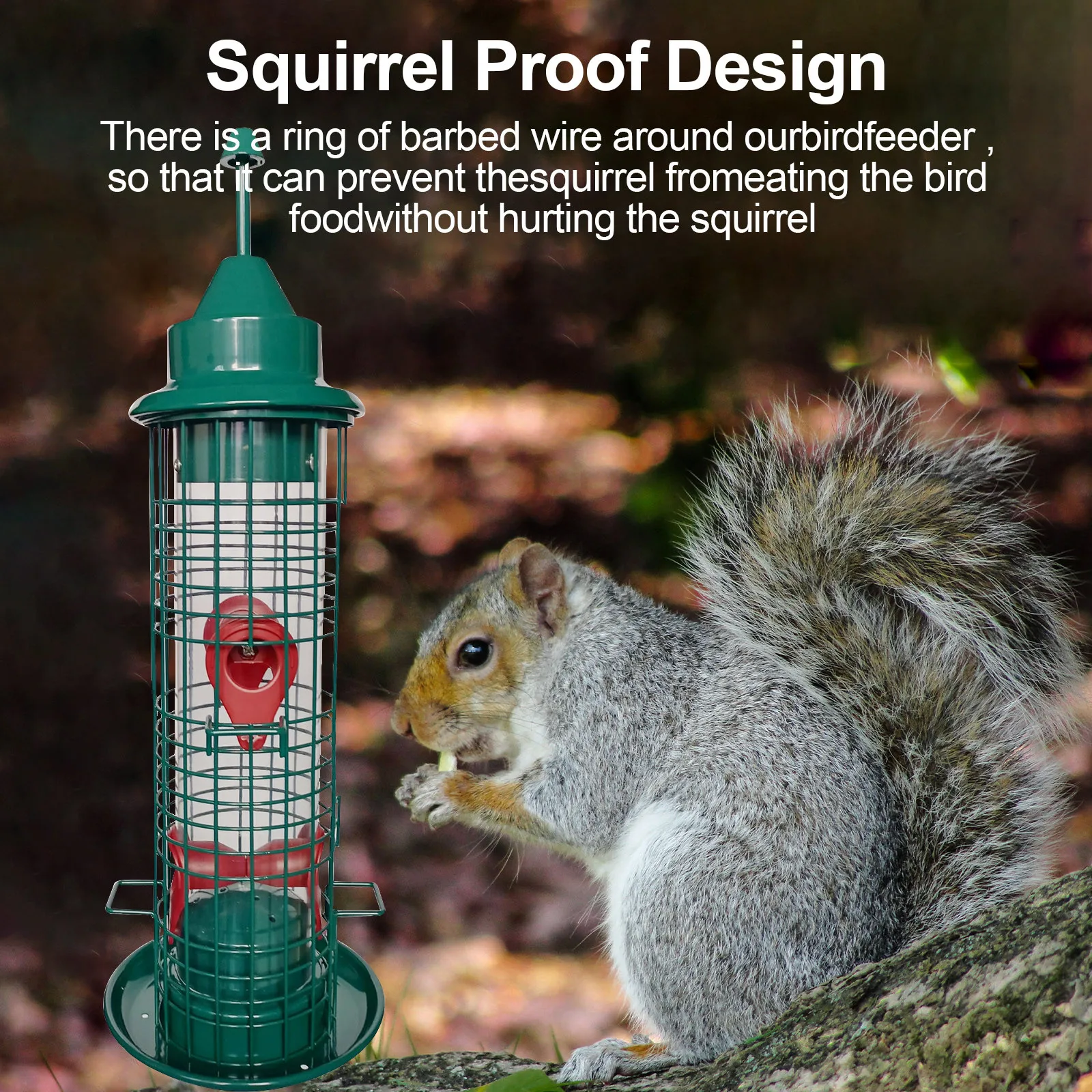 

Metal Bird Feeder Outdoor Hanging Feeder Green Four Leaking Holes Garden Decorat