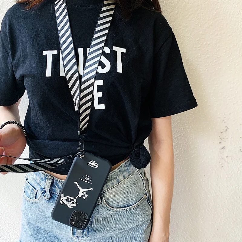 japan warrior style lanyard phone case for iphone 12 11 pro max x xr xs max 8 7 6 s plus off sport 3d relief silicon soft cover free global shipping