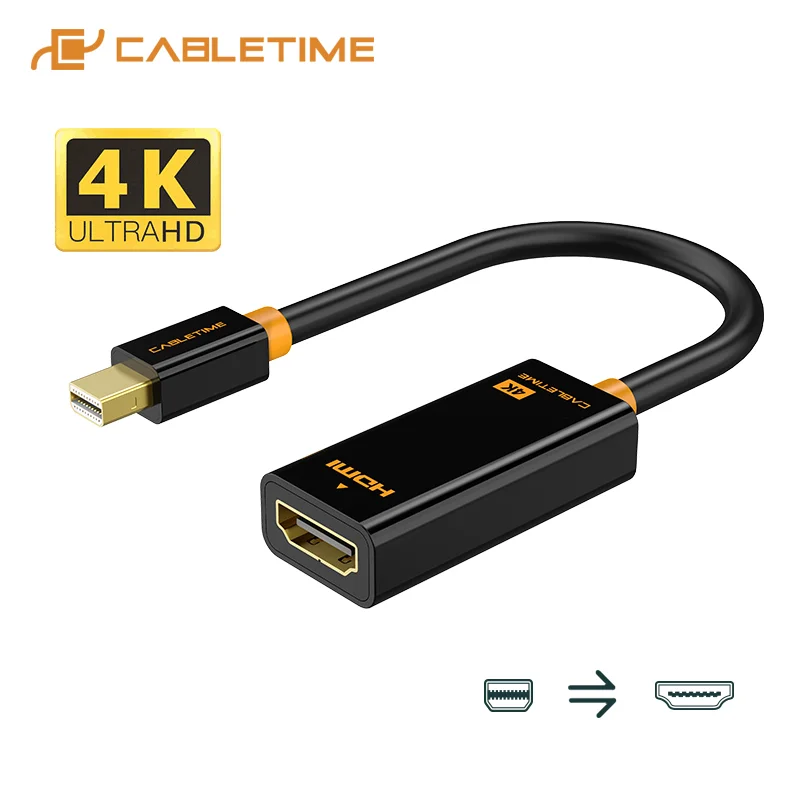 Переходник CABLETIME Thunderbolt Mini DP HDMI штекер гнездо 4K мини порт дисплея к кабелю для ПК