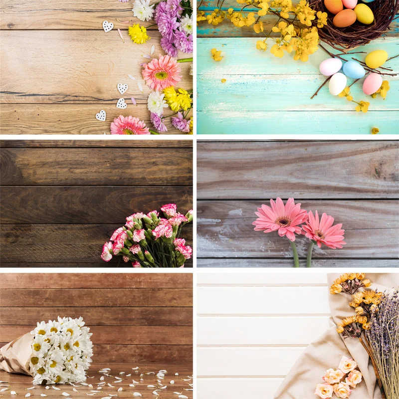 

SHENGYONGBAO Vinyl Custom Photography Backdrops Prop scenery+ Flower and Wooden Planks Photography Background 200207FK-0005