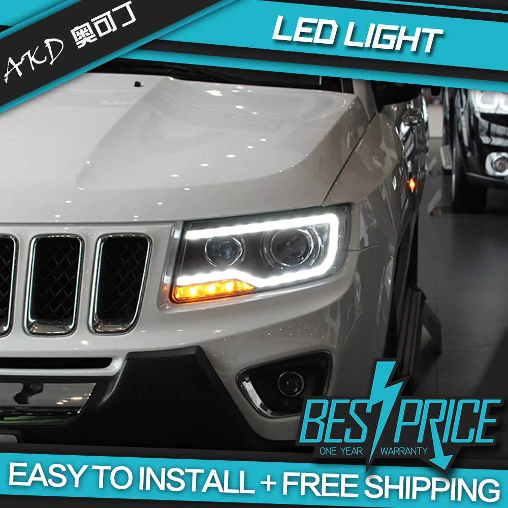 AKD тюнинг Автомобильные фары для Jeep Compass 2011 2016 светодиодные DRL ходовые огни