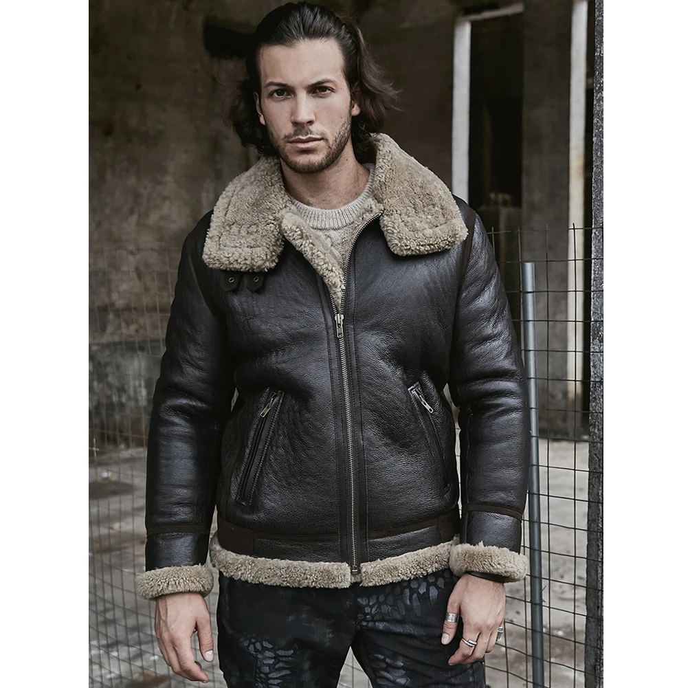Denny &amp Dora новая мужская дубленка из овчины мотоциклетное пальто короткая кожаная