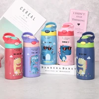 350ml baby dinosaur feeding cup stainless steel milk thermos for children insulated hot water bottle leak poof thermal cup