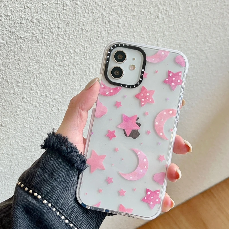 

Art Retro Moon Stars Starry Sky Clear Phone Case For iPhone 11 12 13 Pro Max X Xs Max Xr 7 8 Puls Cases Soft Silicone Cover