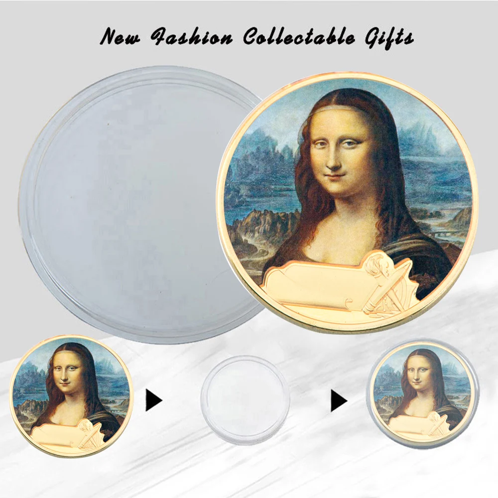 Италия да Винчи Мона Лиза золотое покрытие искусственная Европа Необычные