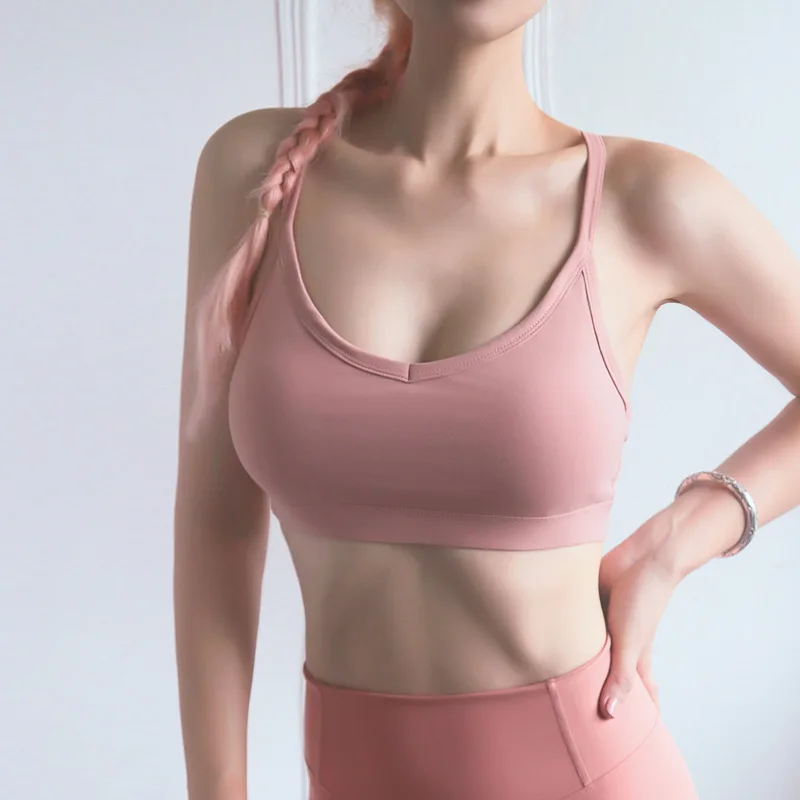 Женский бесшовный спортивный бюстгальтер с перекрещивающимися бретельками для