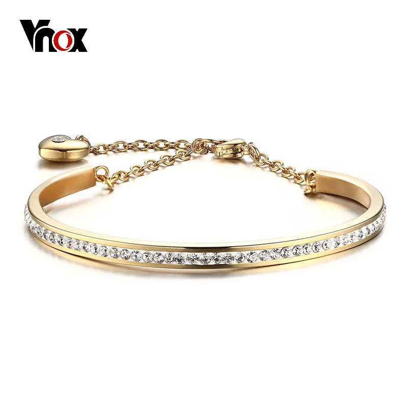 Vnox Элегантные Кристаллы Браслет для Для женщин Браслеты с подвесками сердце