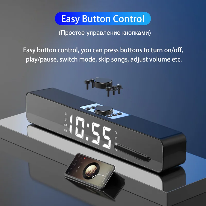 

Soundbar Bluetooth Speaker FM Radio Sound Bar Caixa De Som Portatil Barra De Sonido Alarm Clock Bocina Boombox Haut-parleurs USB