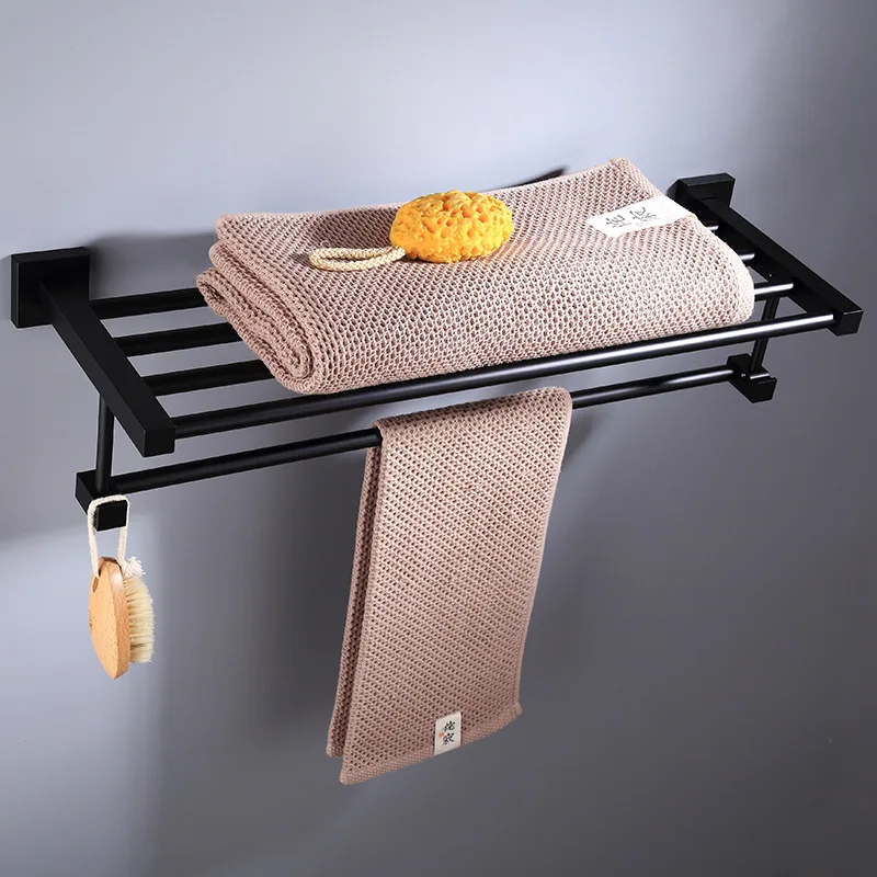 Полка для полотенец ванной комнаты SDSN квадратная черная бронзовая Держатель