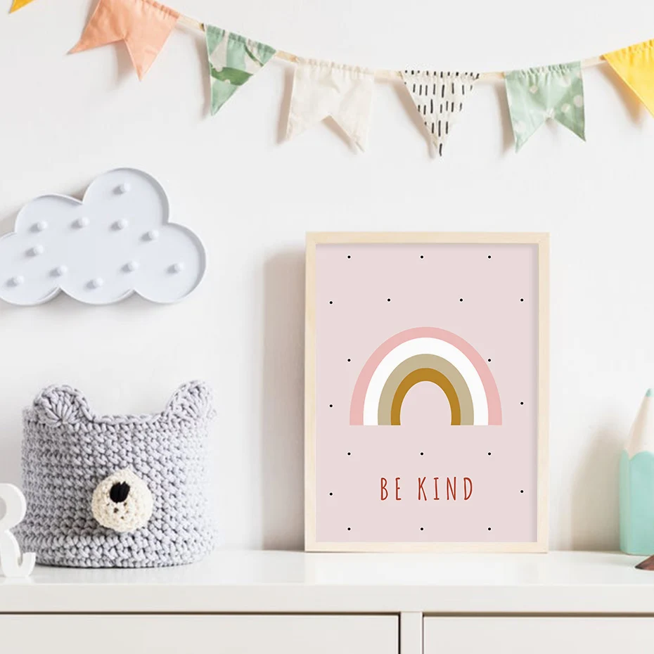 Будьте счастливы Солнечный Радуга облако холст картины плакаты детская