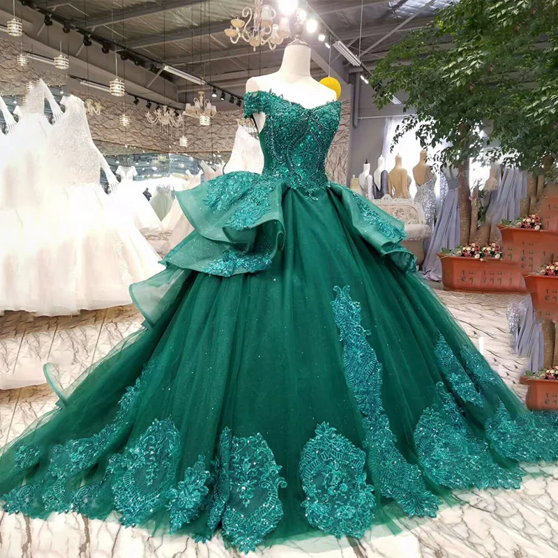 LSS006 vestidos de festa longo изумрудное вечернее платье длинные кружевные цветы зашнуровать