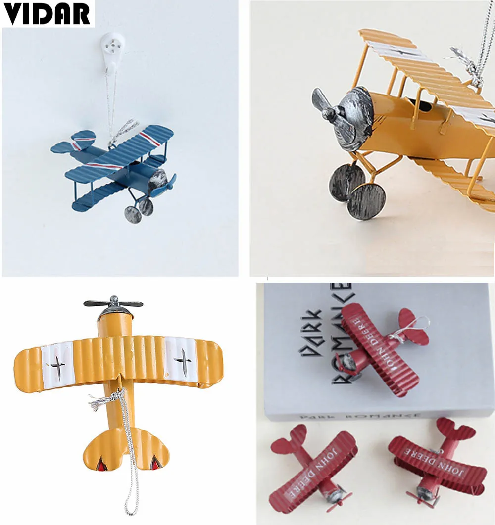 VIDAR Железный ретро самолет фигурки металлический модель винтажный планер биплан
