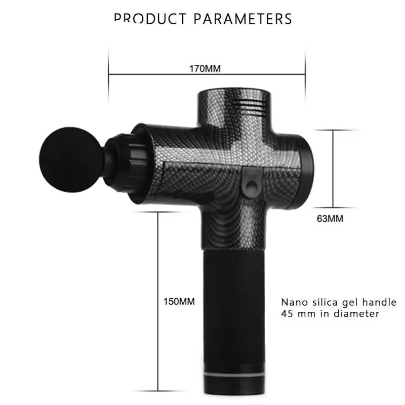 4000r/min Carbon-fiber Electric Muscle Massage Gun Deep Tissue Massage Therapy Body Shaping Muscle Relaxation Equipment with Bag