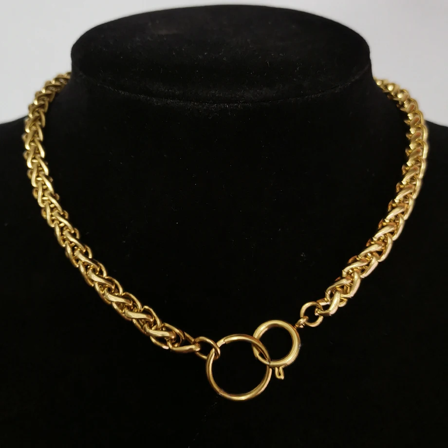 

Punk Hip Hop Golden Chokers Necklace for Women Gold Color Stainless Steel Chunky Chain Circle Charm Necklaces Male Neck Jewelry