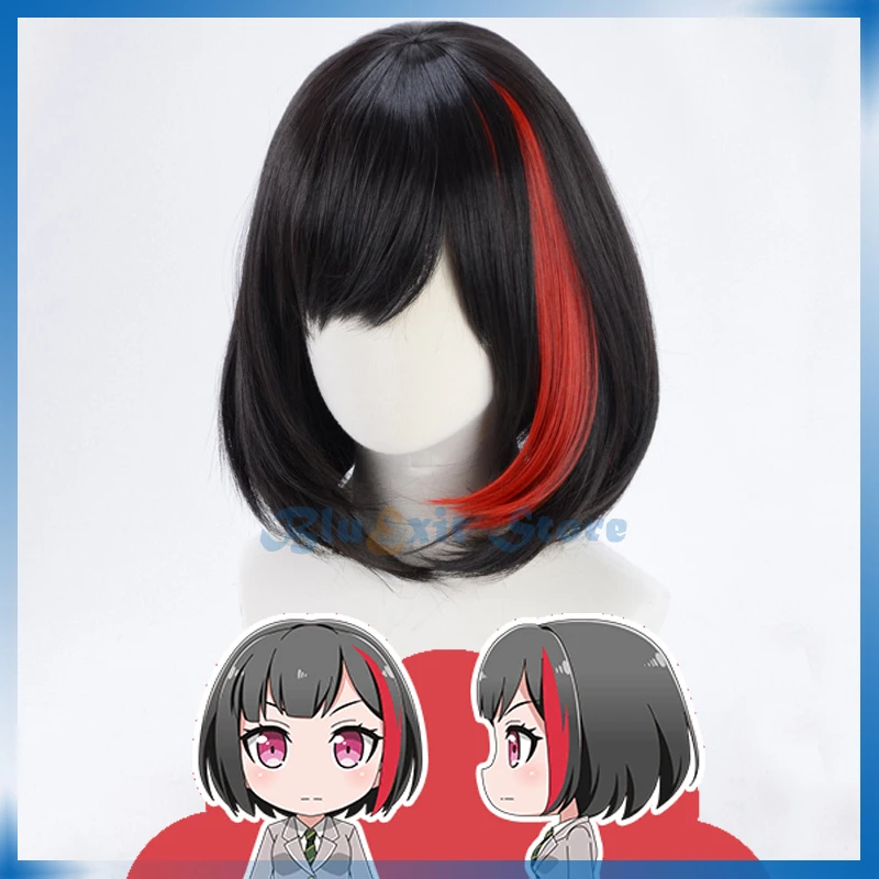 Игра BanG Dream! Afterglow Mitake Ran парик косплей волосы короткие черные красные BOBO