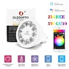 Светодиодный светильник ZIGBEE ZLL 5 Вт RGBCCT GU10, двойной Точечный светильник с теплым и холодным белым светом, диммер, лампа с Alexa Echo Plus, шлюзы