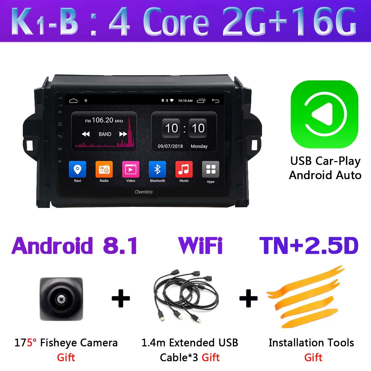 K1-B-CarPlay Панорамная камера на 360 ° Android 9,0 4G+ 64G SPDIF DSP CarPlay Автомобильный плеер для Toyota Fortuner gps радио головное устройство - Цвет: K1-B-CarPlay