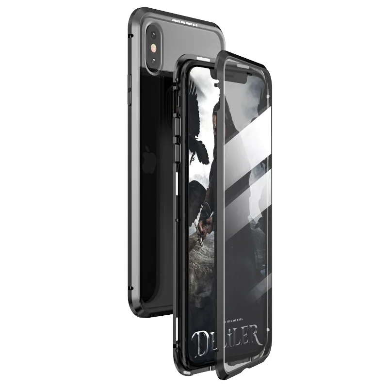 Роскошный 360 полный корпус Магнитный чехол для iPhone 11 Pro XS Max XR X 7 8 Plus iPhone11 чехол iPhone7 iPhone 8 iPhone 8 - Цвет: Full Black