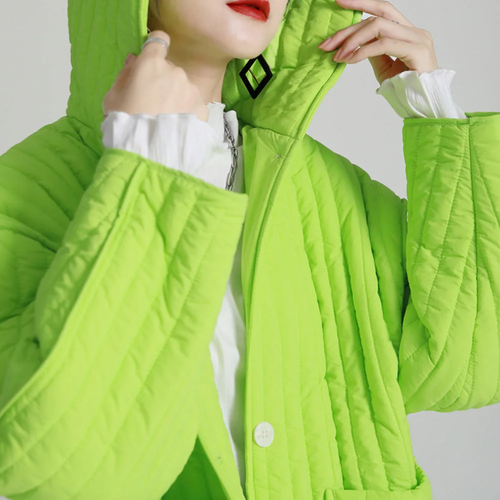 WQJGR Coats Woman Winter 2021 Cotton Thick Long Sleeve Hat Parkas Female Fashion Women's Clothing Warm Japan Style