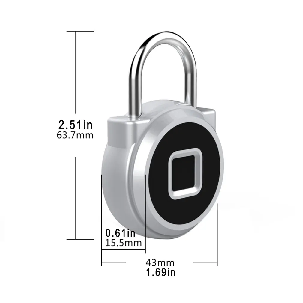 

Smart Thumbprint Door Padlocks Rechargeable Door Lock Fingerprint Smart Padlock USB Keyless Quick Unlock Drop Shipping