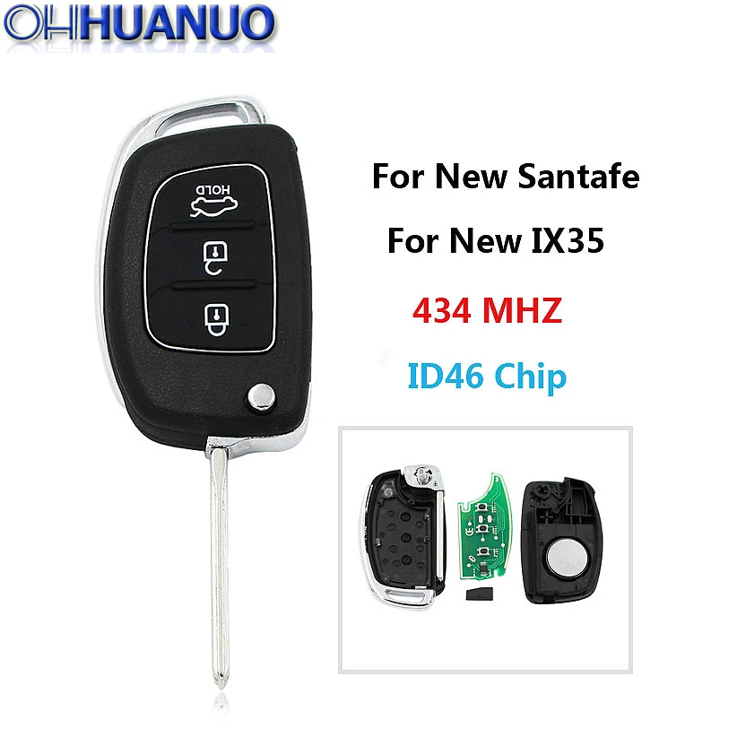 Замена складной дистанционный смарт ключ брелок 3 кнопки 434 МГц ID46 чип для Hyundai IX35