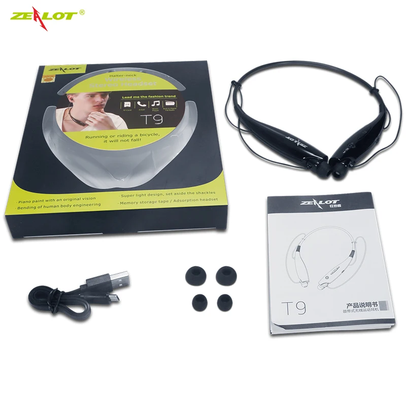 

ZEALOT T9S Earphone Bluetooth5.0 Wireless Headset Neckband Earphones IPX5 Waterproof Sport Earbud with Noise Cancelling Mic