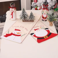 christmas tablecloth linen dining table christmas decorations reusable embroidered flag household table placemat decoration