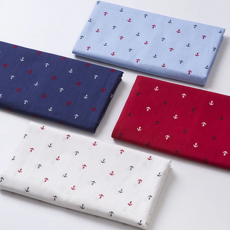 Ткань из 100% хлопка для детской рубашки саржевая ткань с принтом якоря