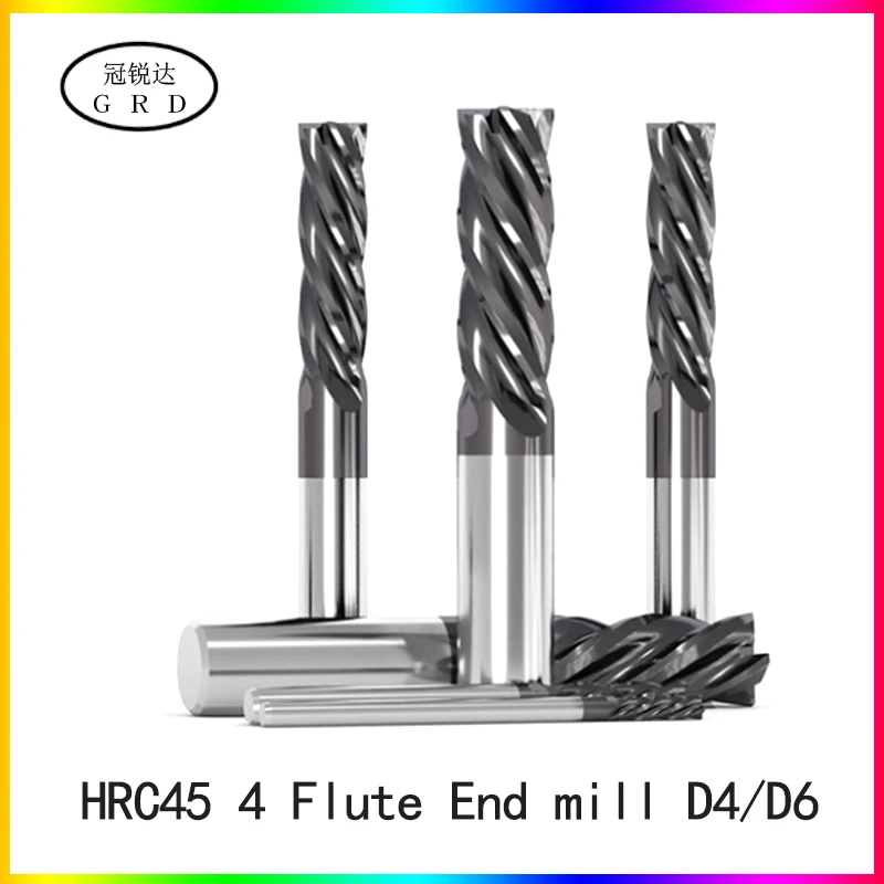 1 шт. Hrc45 4 Флейта Концевая фреза 50L 75L 100L 1mm1.5mm 2mm 3mm 4mm 6mm фрезерный станок с ЧПУ|Фреза|