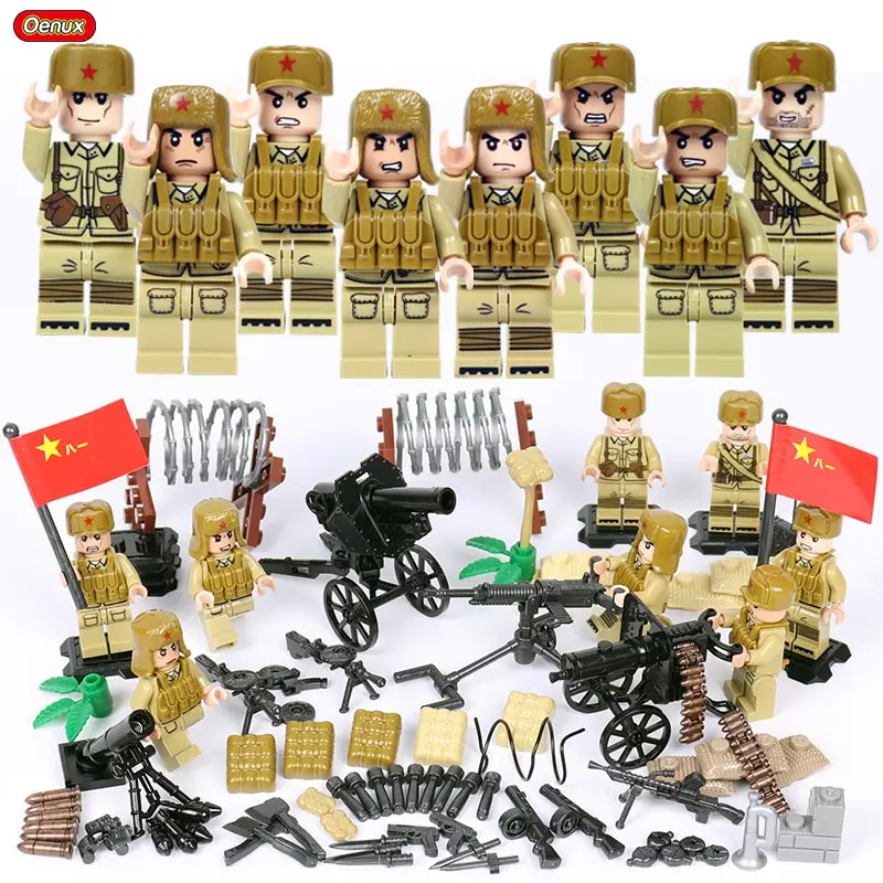 Chinese Army 2 Oenux, новая мировая война 2, армейские солдатики, военный строительный блок, WW2, американские советские мини-солдатики, фигурки, MOC блок, кирпичная игрушка для детей - Цвет: Chinese Army 2