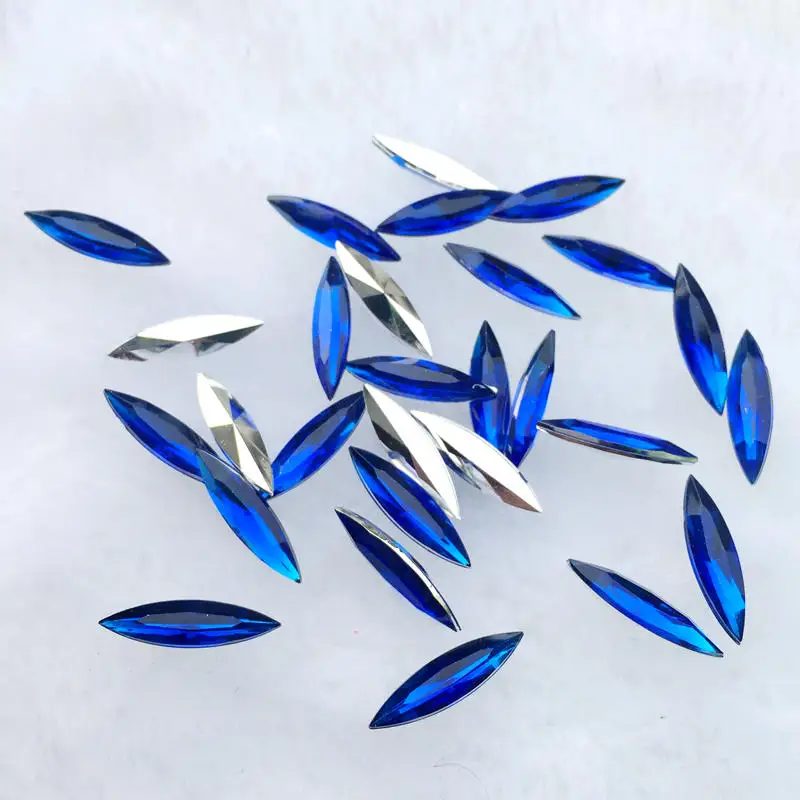 Sapphire 4*15 мм AB Красочные конский глаз с конической основой акрил горный хрусталь отделка камни и кристаллы украшения Аксессуары 150 шт-HE89 - Цвет: Sapphire