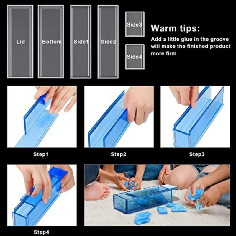 D0LC Dominoes Epoxy Resin Mold Dominoes Storage Box Silicone Mold DIY Crafts Jewelry Storage Case Holder Casting Tool images - 6