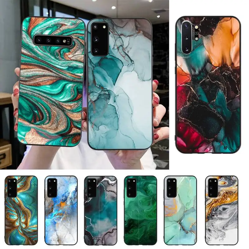 

YNDFCNB Marble Texture Stone Silicone Black Phone Case For Samsung S20 S10 S8 S9 Plus S7 S6 S5 Note10 Note9 S10lite