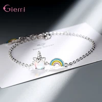 new arrivals women fashion jewelry genuine 925 sterling silver bracelet with lovely little animal colorful rainbow pendant