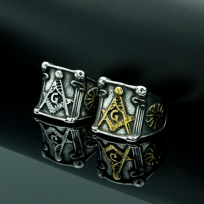 

New Style Fashion Retro Freemasonry Pattern Men's Ring Hip Hop Punk Trend Personality Jewelry Accessories Wholesale