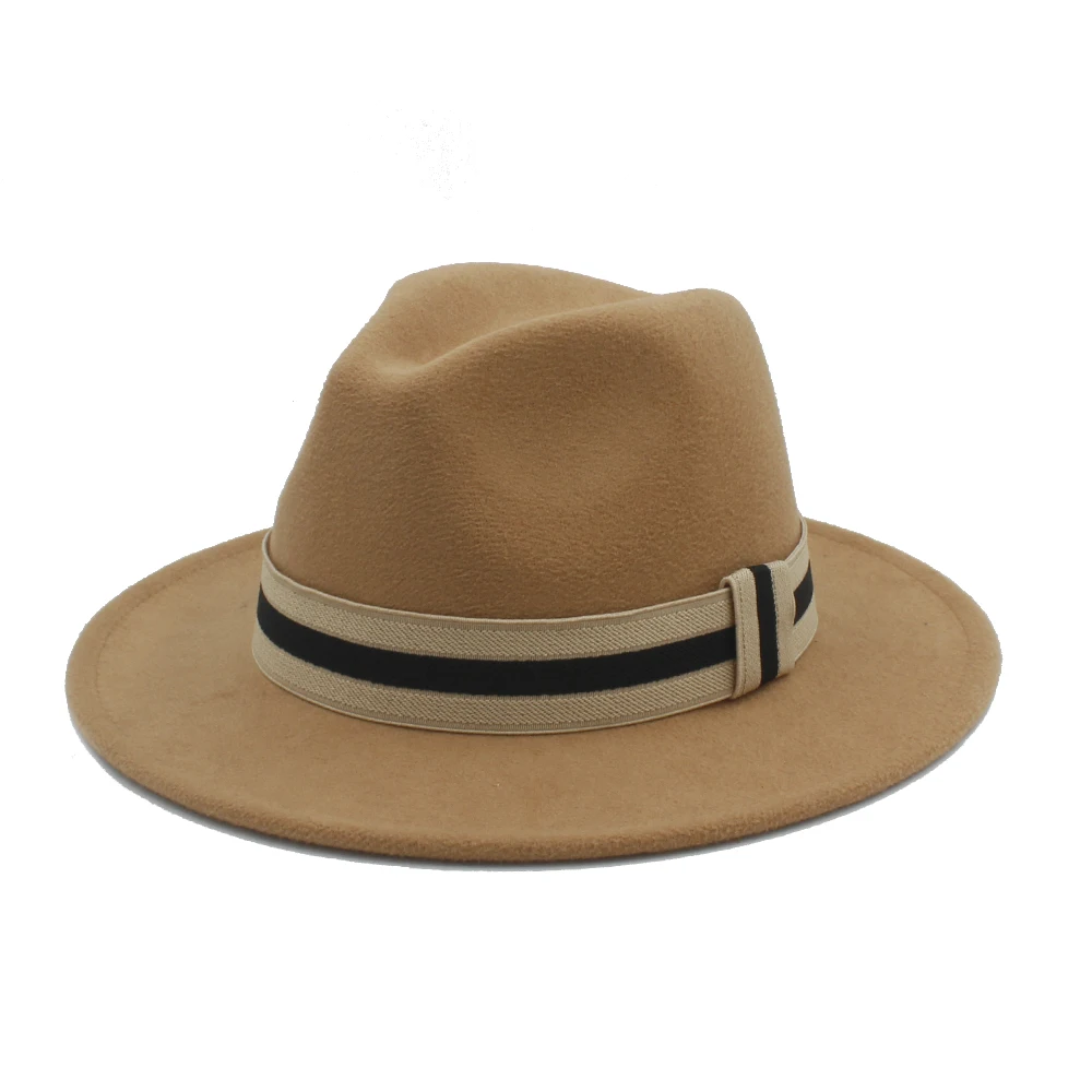 Шерстяная шляпа Fedora для женщин и мужчин зима осень с широкими полями джазовой