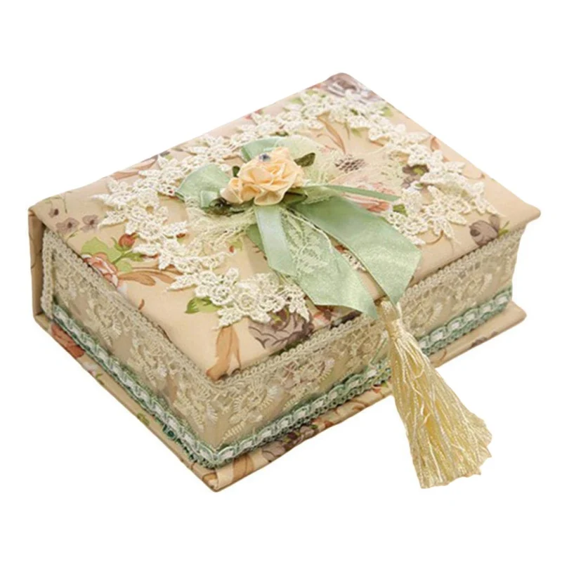 Lace Fabric Gift Jewelry Box Ring Earrings Storage DIY | Дом и сад