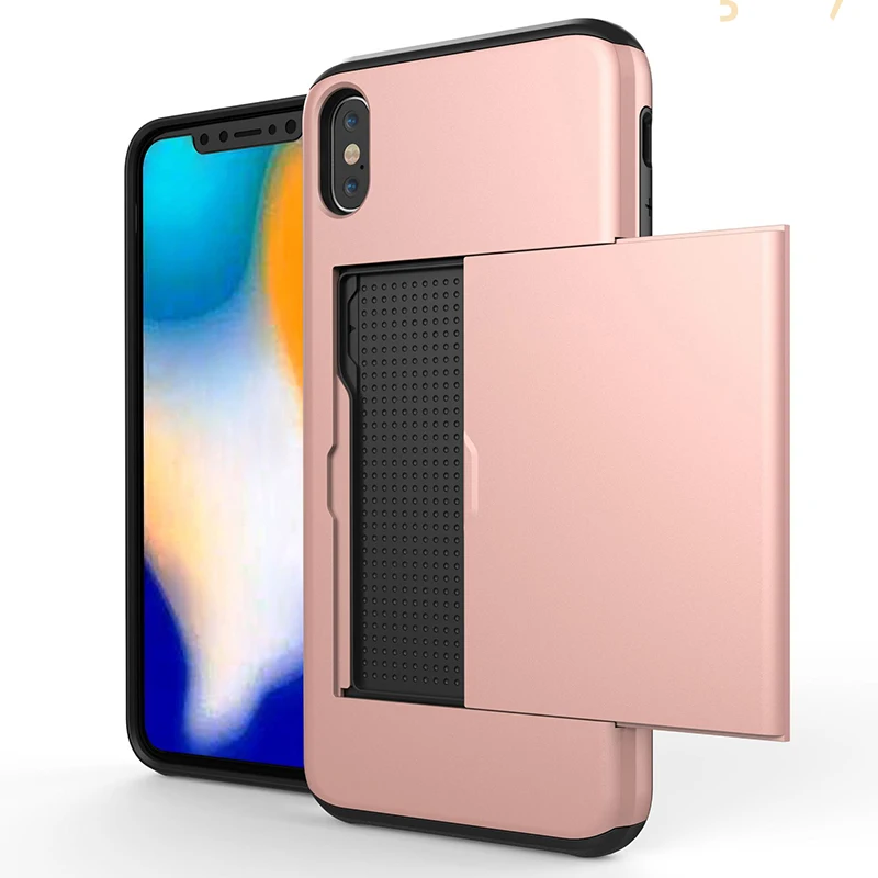 

Phone Case For iPhone 11 Pro X XS XR Max 8 7 6 6S Plus Luxury Dual Layer Card Slots Holder Shell Armor Shockproof PC Hard Cover